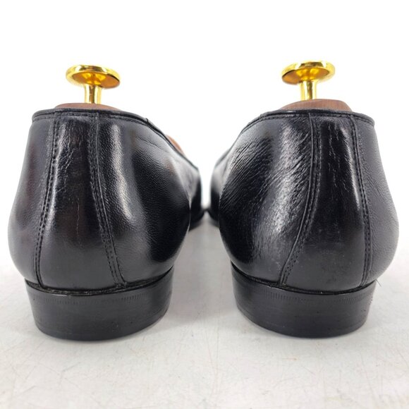 Vintage Bragano Cole Haan Men 10 Italy Black Calfskin Leather Dress Shoe Loafers - Picture 6 of 11